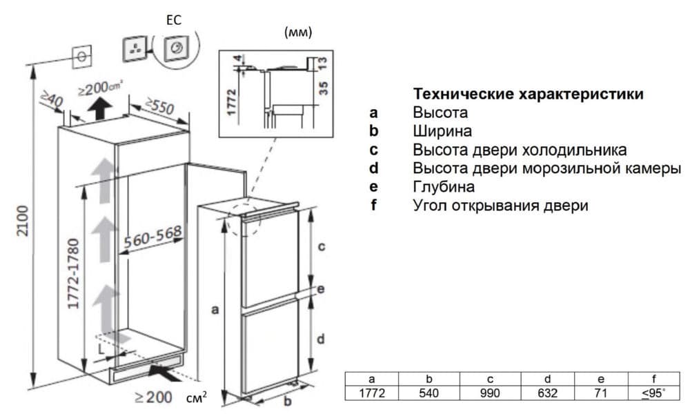 Встраиваемый двухкамерный холодильник Lex RBI 240.21 NF